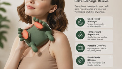 Souqimax™ 3D Deep-Tissue Dual-Palm Portable Neck & Shoulder Massager with Heat